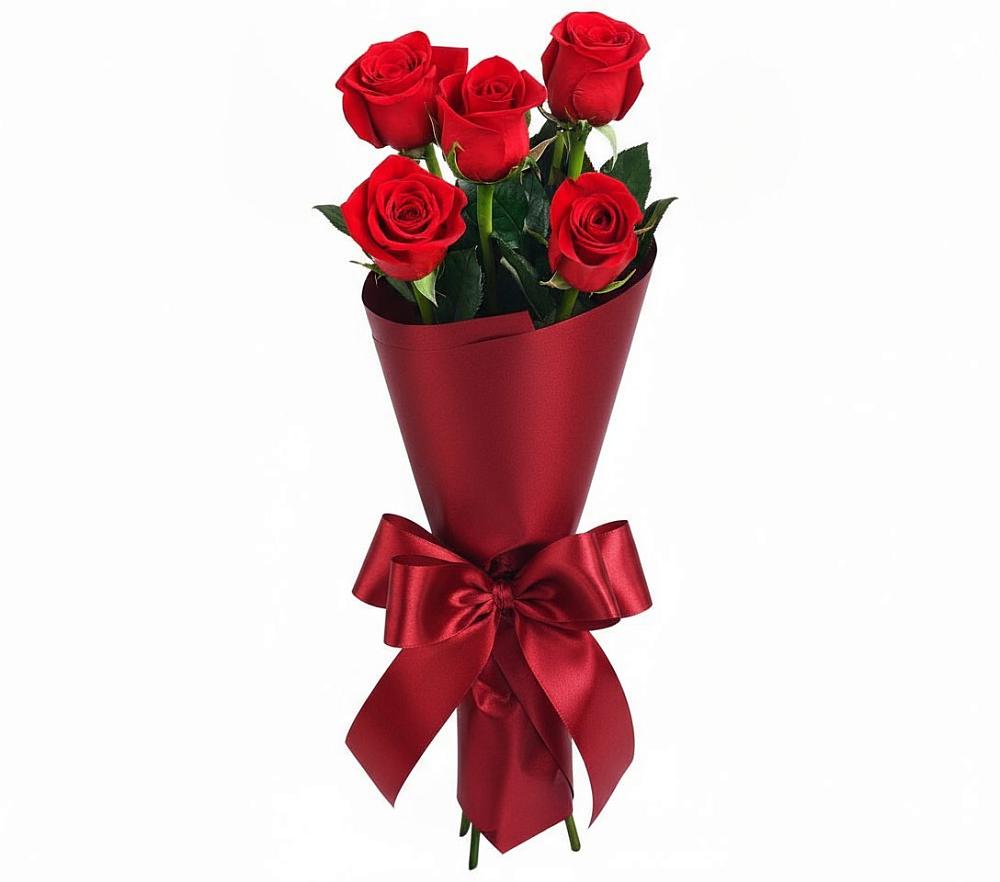 Букет 5 Красных роз Эдлесс Лав в Манаскенте