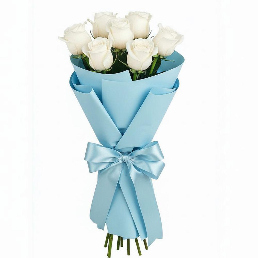 Букет 7 белых роз Проуд в Манаскенте