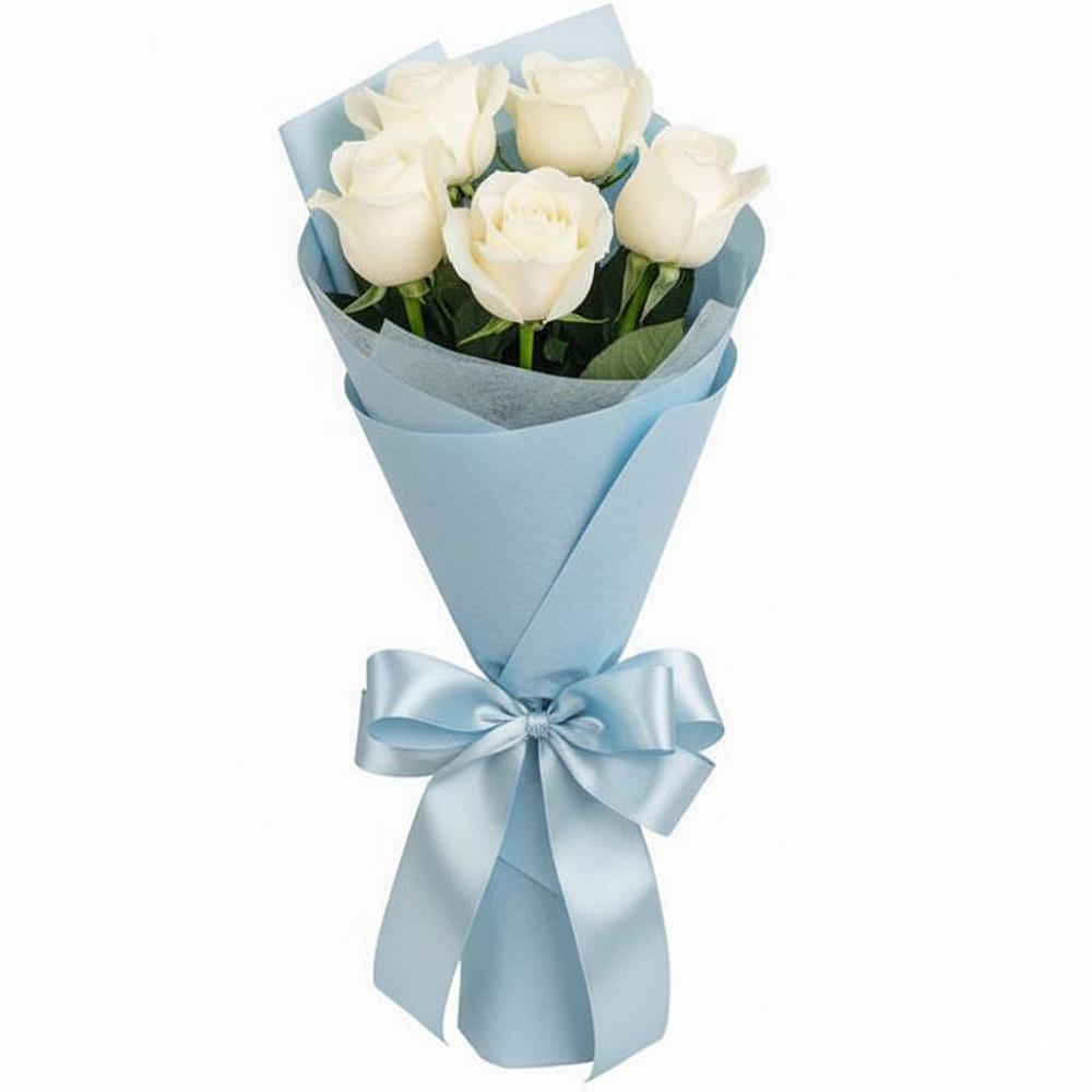 Букет 5 Белых роз Проуд в Манаскенте