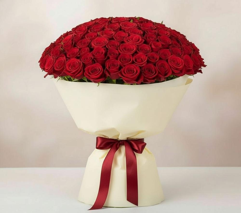 Букет 101 Красная роза Милано в Манаскенте