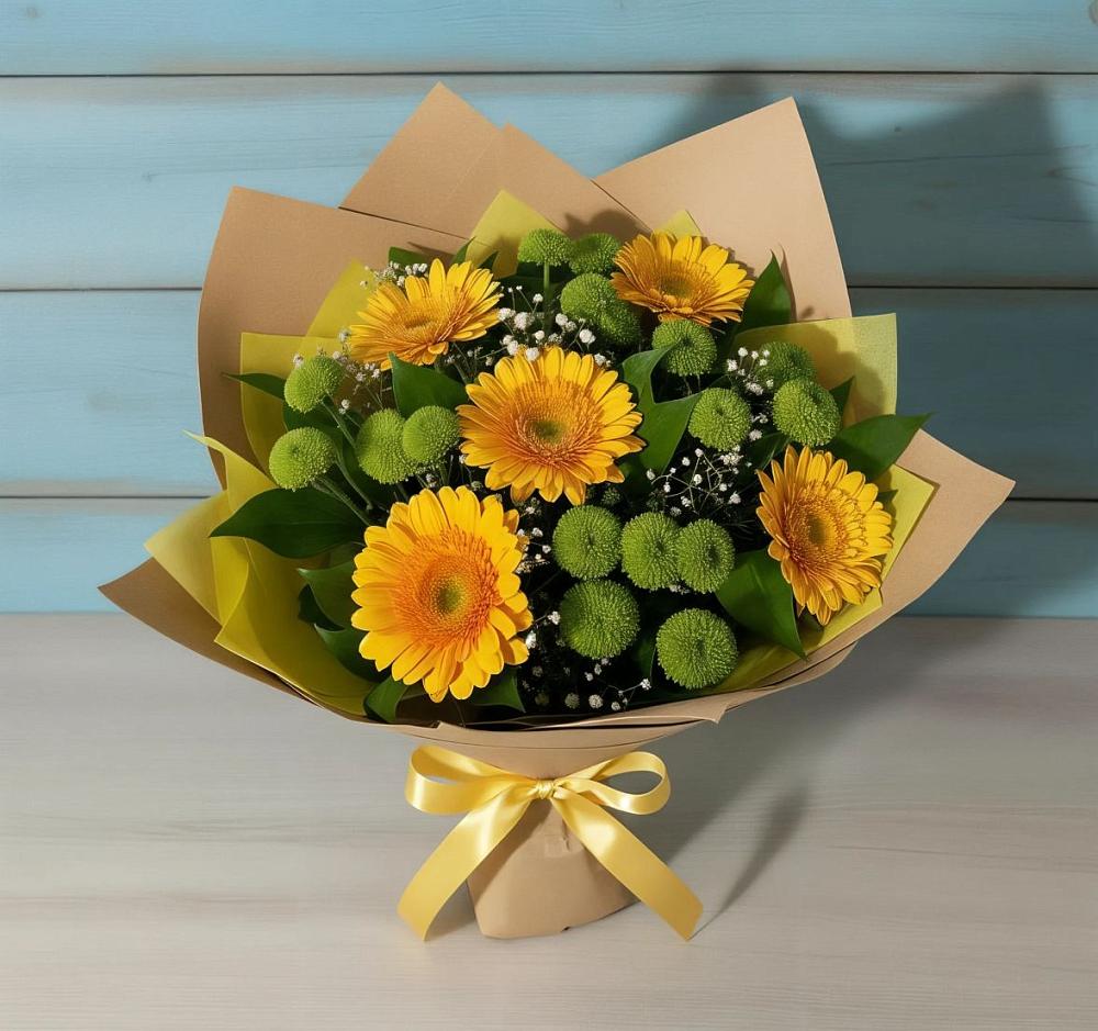 Букет цветов из: Герберы и Хризантемы в Манаскенте