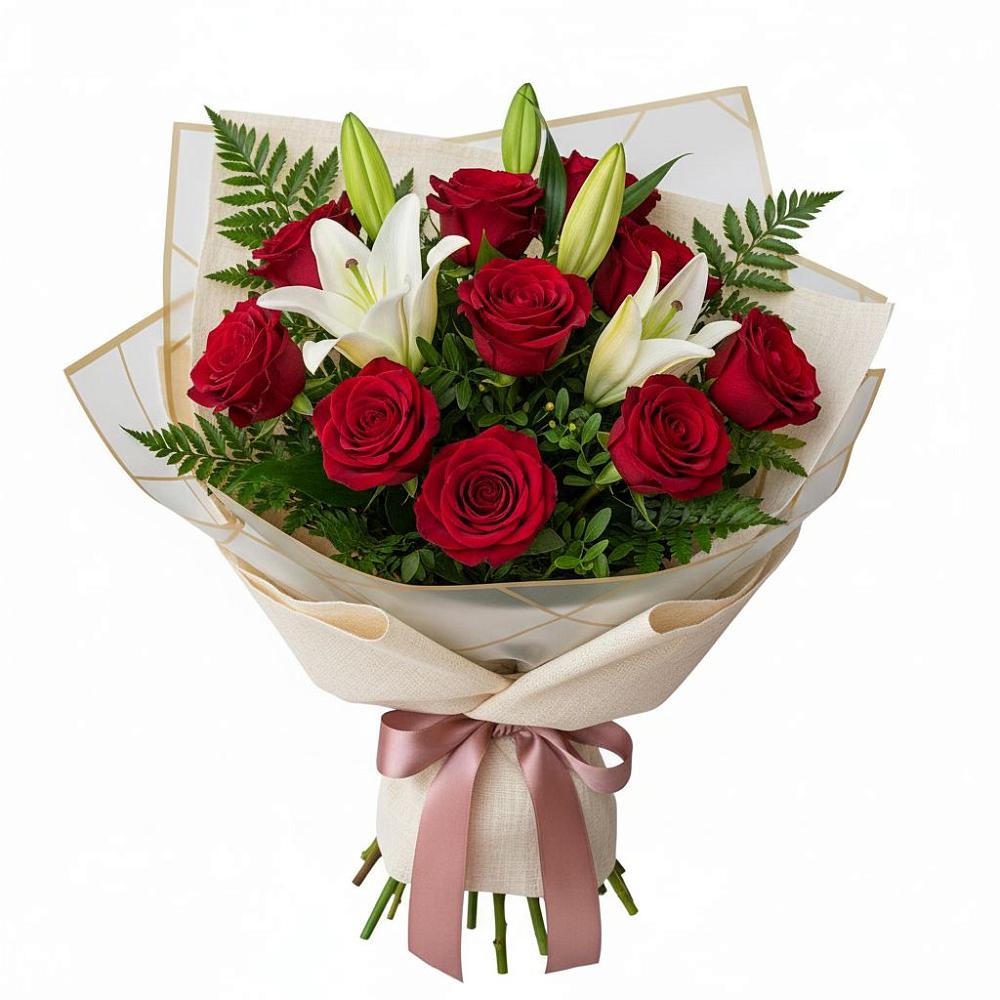 Букет цветов из: Лилии и Розы в Манаскенте