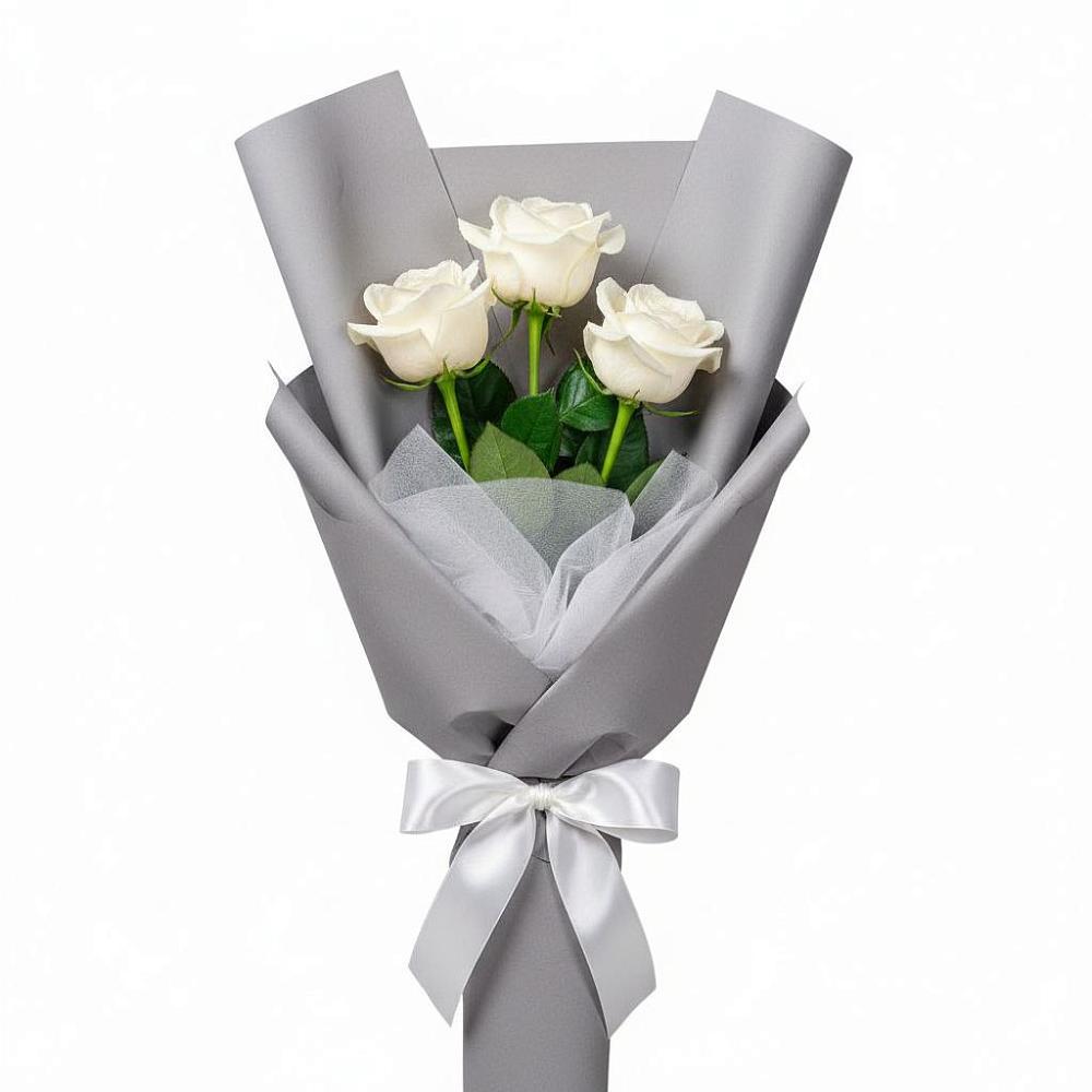 Букет 3 белые розы в Манаскенте