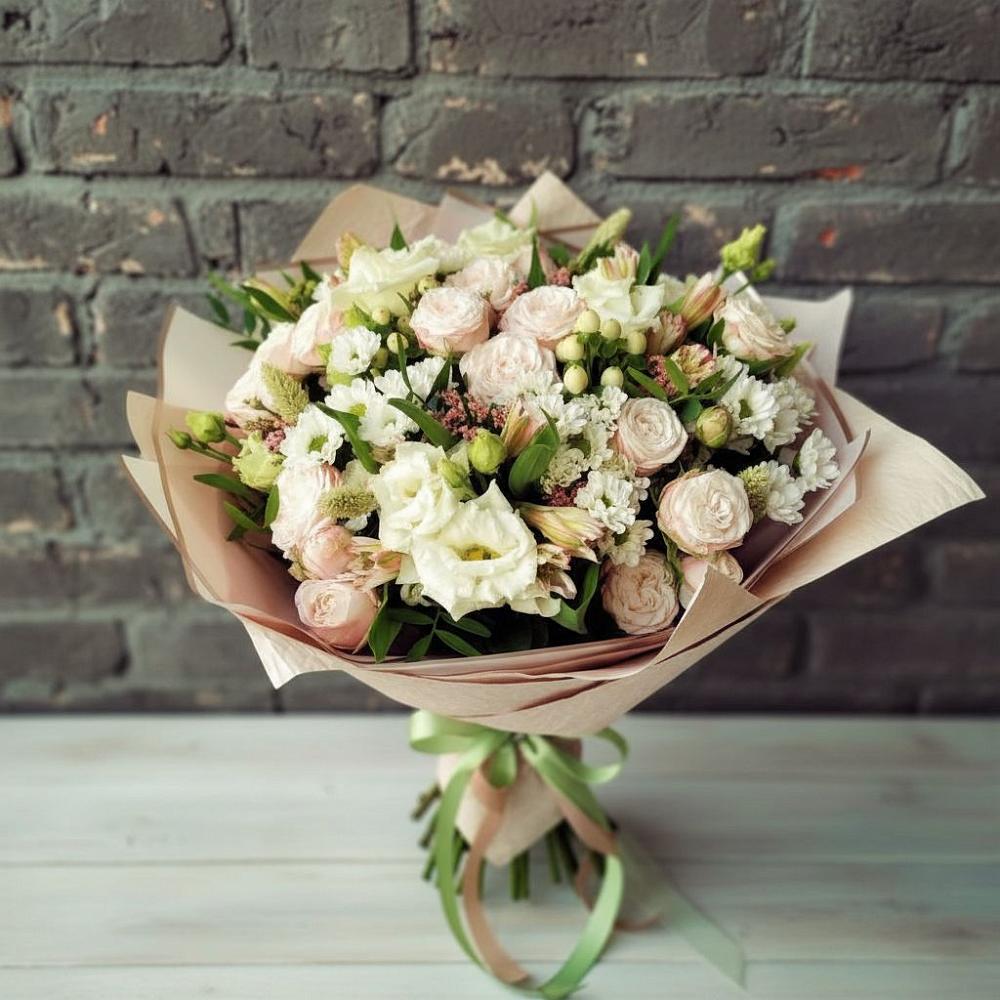 Букет цветов из: Альстромерии, Розы и Хризантемы в Манаскенте