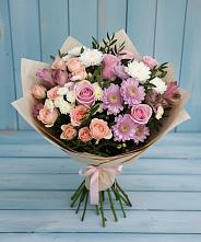 Букет цветов из:  Хризантемы, Розы и Альстромерии в Манаскенте