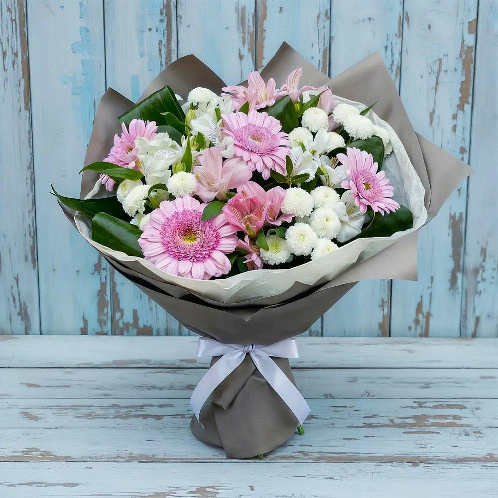 Букет цветов из: Герберы, Альстромерии и Хризантемы в Манаскенте