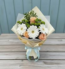 Букет цветов из:  Герберы, Розы и Хризантемы в Манаскенте
