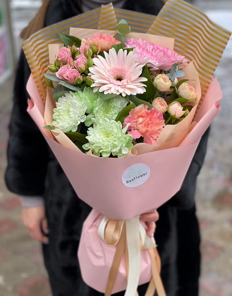 Букет цветов из: Герберы, Хризантемы и Розы в Манаскенте